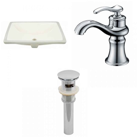 AMERICAN IMAGINATIONS 20.75" W Rectangle Undermount Sink Set In Biscuit, Chrome Hardware, Overflow Drain Incl. AI-27015
